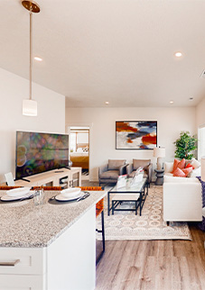 Looking to the Klein Home living room from the kitchen