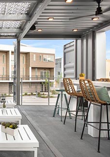 Outdoor living space in the Marq, a dbURBAN Community in SLC Utah