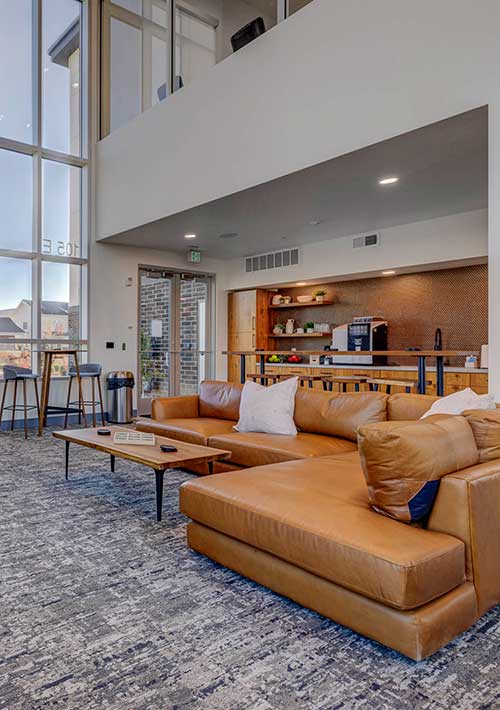 Sequoia apartments living space with couch in Heber City
